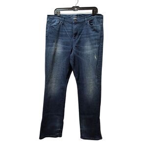 DKNY City Ultra Skinny Women’s 16 Blue Distressed Stretch Denim Ankle Zip 36x30